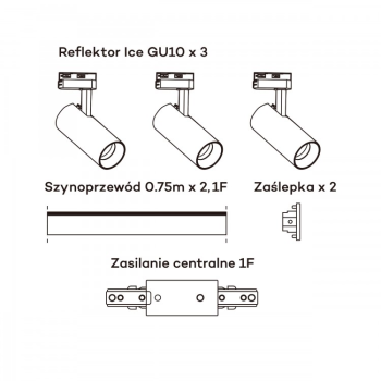 ICE SET 1F fehér 3x50W GU10 Light Prestige sínkészlet