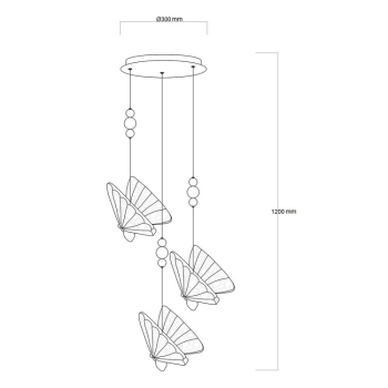 MARIPOSA arany 3xLED függesztéklámpa Light Prestige LP-1715/3P