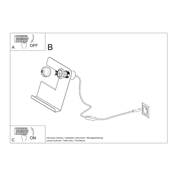 Íróasztali lámpa INCLINE fehér 1x60W E27 Sollux Lighting