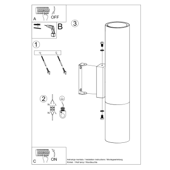 Fali lámpa LOOPEZ fekete/króm 2x40W GU10 Sollux Lighting