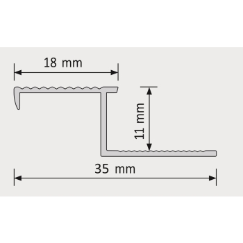 Alumínium bordázott lépcsőprofil 10mm/1m arany eloxálva