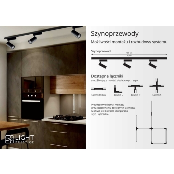 Sín 1F sínrendszerhez fekete 2m végellátás + sapka Light Prestige