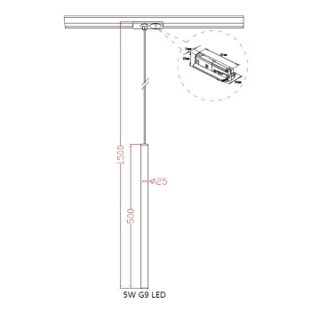 LUNGO 1F arany 1x5W G9 függőlámpa Light Prestige