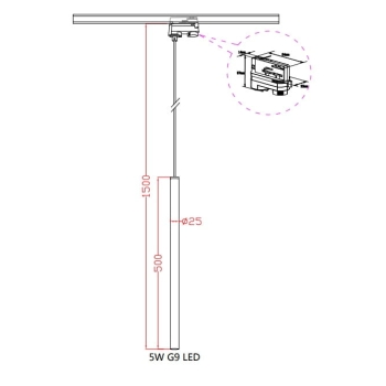 LUNGO 3F arany 1x5W G9 függőlámpa Light Prestige