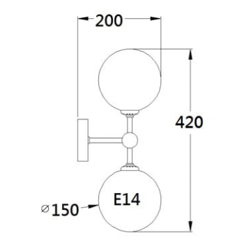 Fali lámpa DORADO arany átlátszó 2x40W E14 Light Prestige