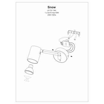 SNOW fali lámpa meghosszabbított karral fehér 1x40W GU10 Light Prestige