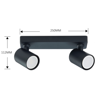 SNOW fekete 2x50W GU10 mennyezeti lámpa Light Prestige