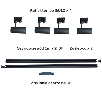 ICE SET 3F fekete 4x50W GU10 Light Prestige sínkészlet ICE SET 3F fekete 4x50W GU10 Light Prestige sínkészlet