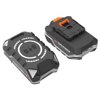 20 V, 4,0 Ah Li-Ion akkumulátor, vezeték nélküli töltés funkció, LED kijelző, zseblámpa, USB