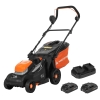 Akkus fűnyíró 2x20 V, 2x2,5 Ah, 34 cm, 35 literes fűgyűjtő tartály